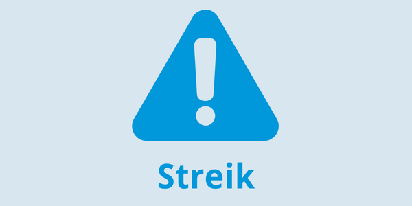 Warndreieck mit Ausrufezeichen und darunter der Schriftzug "Streik".